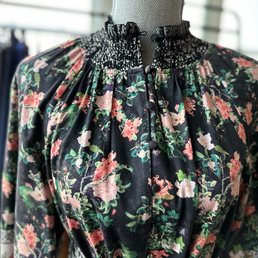 Alice + Olivia | DREAM CASTLE 
Mix Print Long Sleeve Cotton Blend Dress - Picture 4 of 15
